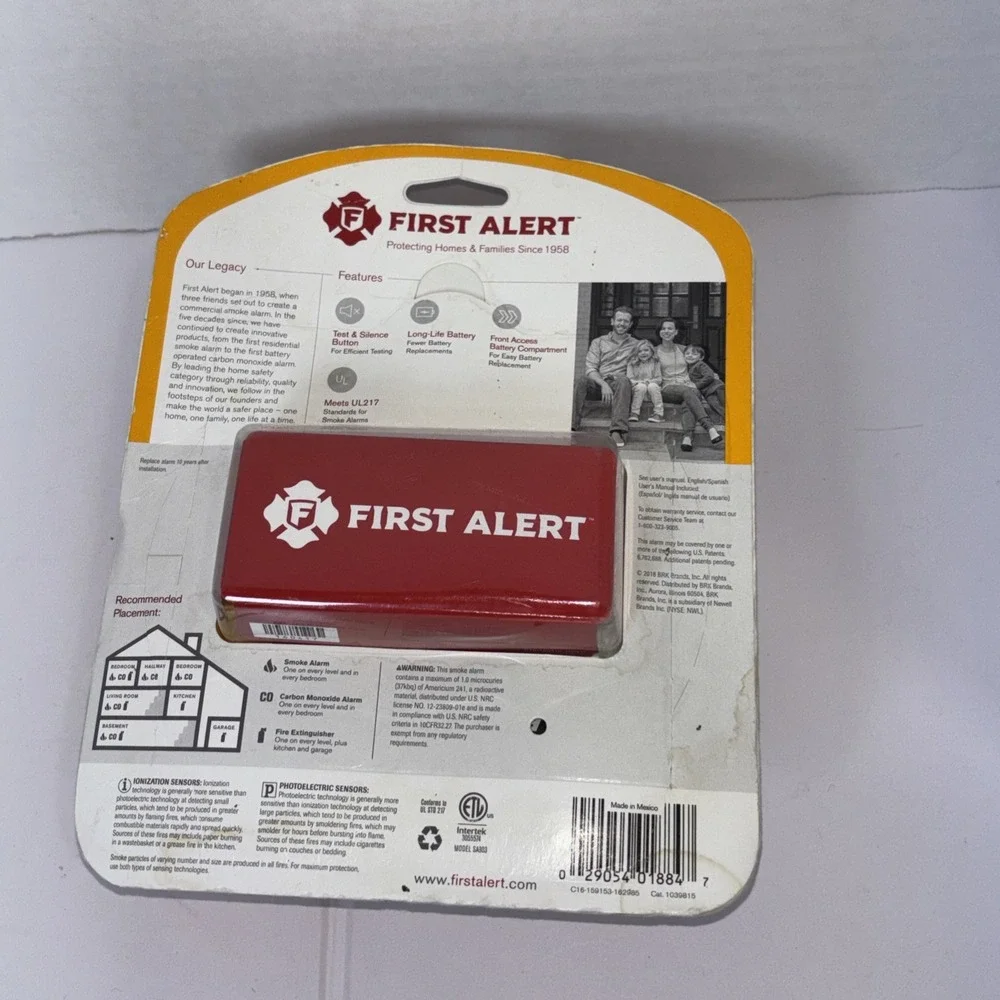 First Alert Battery Operated Long Life Lithium Smoke Detector Alarm